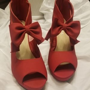 Gatuxus Open Toe Women Platform High Heel Shoes Bows Strappy Sandal